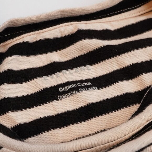Everlane Short Sleeve Crew Neck Tee Striped Black Bone Organic Cotton - XS - Picture 3 of 5